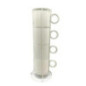Lot de 4 mugs creme avec rack