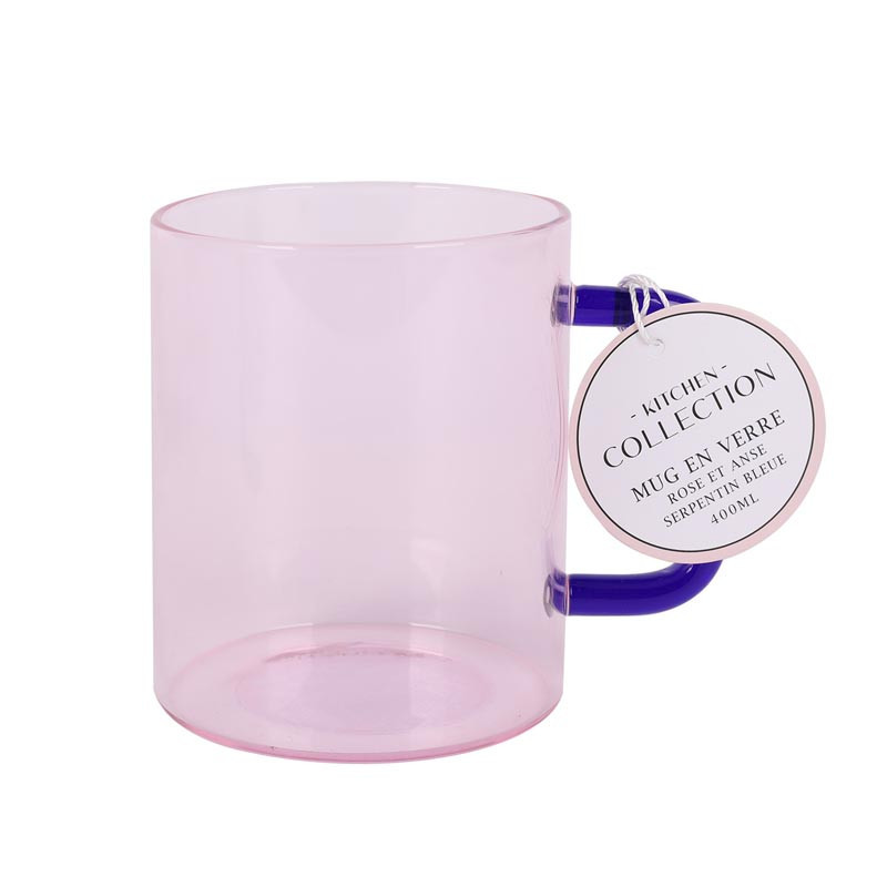Mug en verre rose