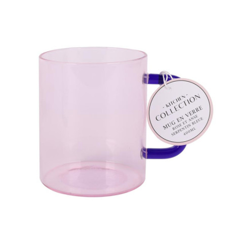 Mug en verre rose