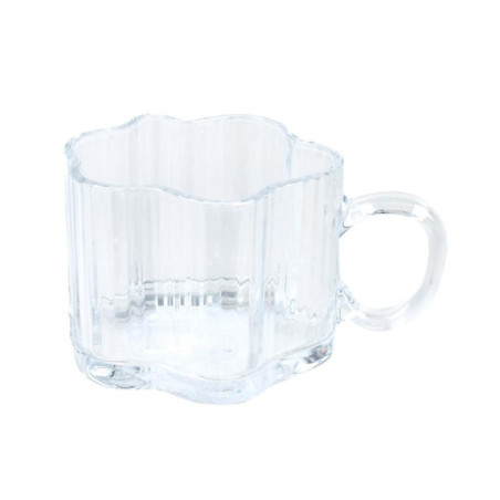 Mug en verre strie fleur