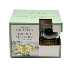 Lot de 4 verres bas cotele 330ml