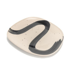 Assiette plate motif zigzag noir