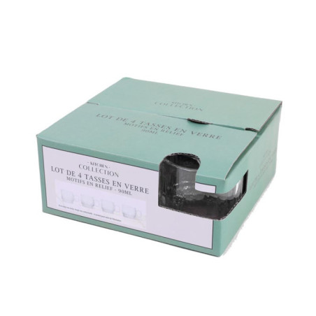 Lot de 4 tasses en verre motifs