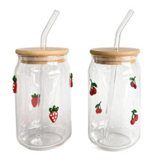 Gobelet en verre avec paille