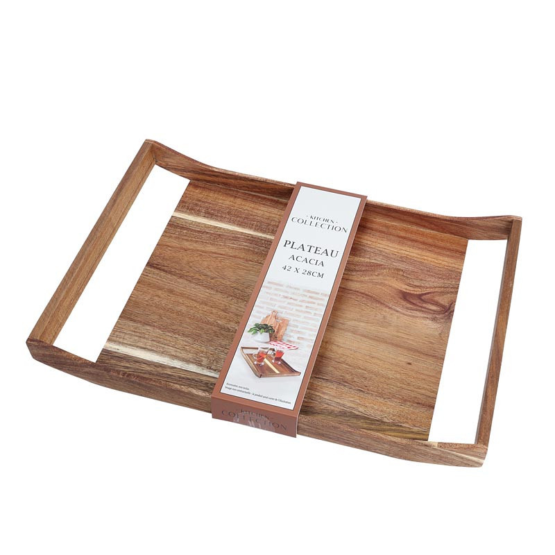 Plateau acacia avec poignees