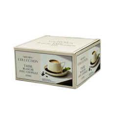 Tasse blanche avec coupelle