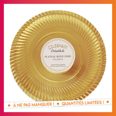 Plateau rond dore d33.5cm x5