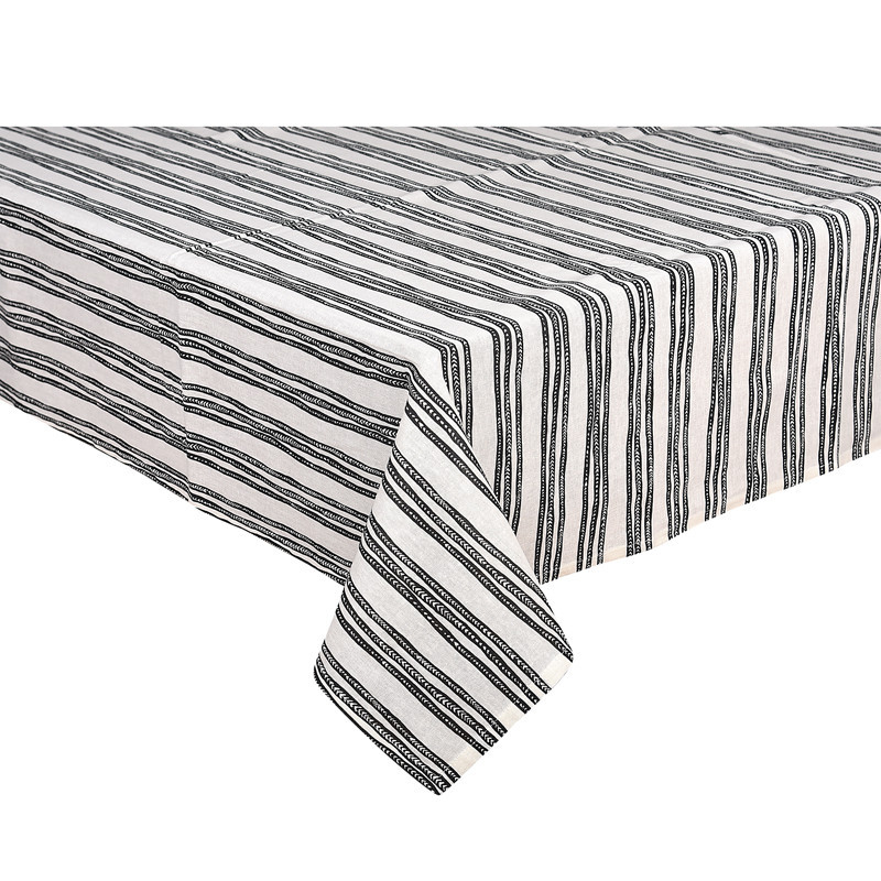 Nappe creme motif rayures noir