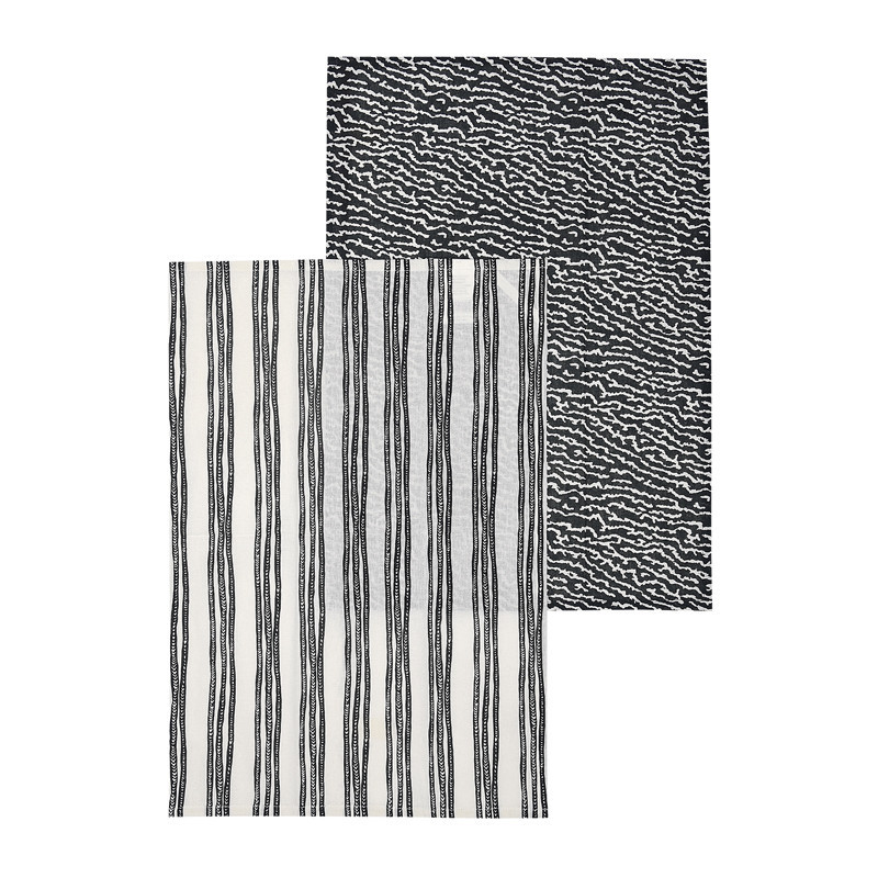 Lot de 2 torchons creme /noir