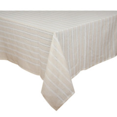 Nappe rayee beige et blanc