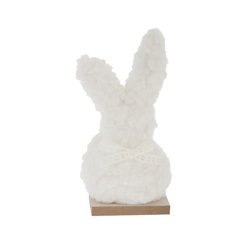 Lapin en tissue base bois h41cm