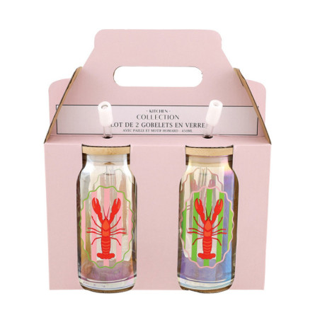 2 gobelets en verre homard