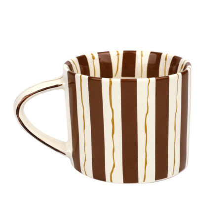Tasse creme motifs rayures