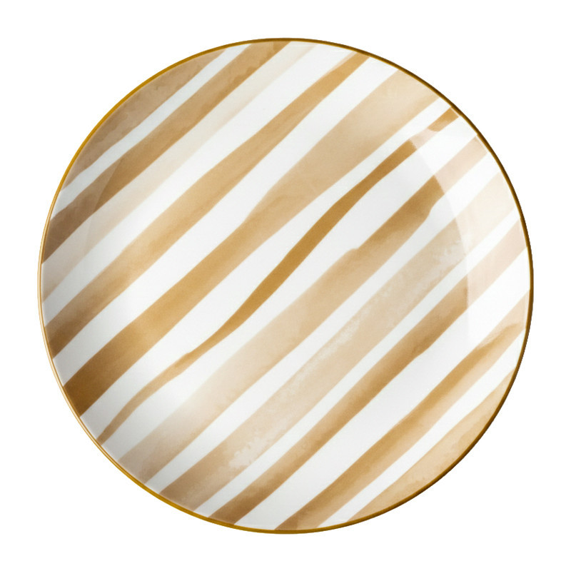 Assiette plate motif rayures