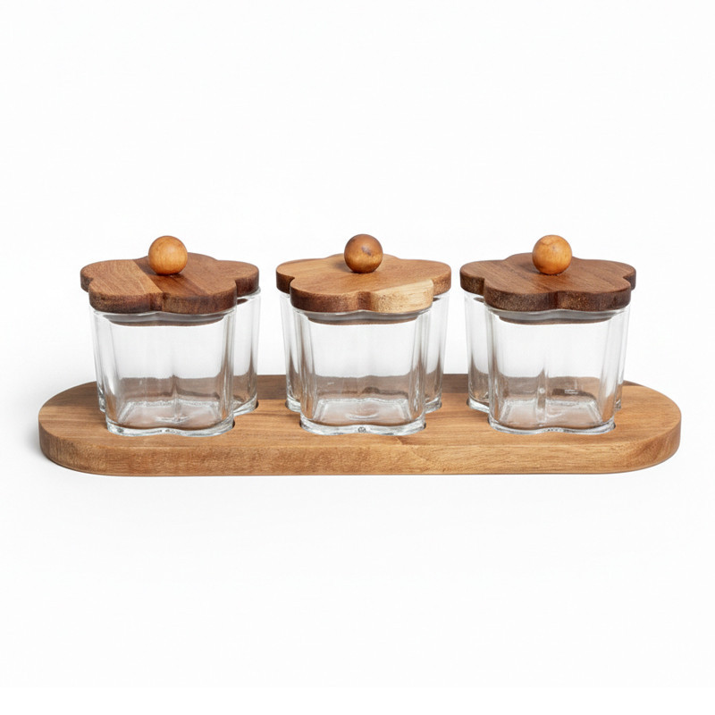 Lot de 3 bocaux + support