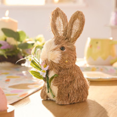 Petit lapin en paille h15cm