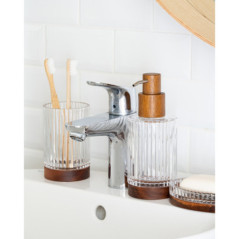 Porte savon en verre et bois