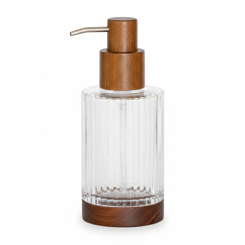 Distributeur a savon verre/bois