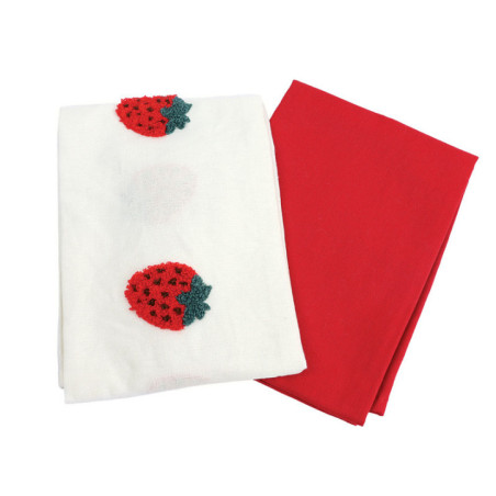 Lot de 2 torchons fraise 45x65cm