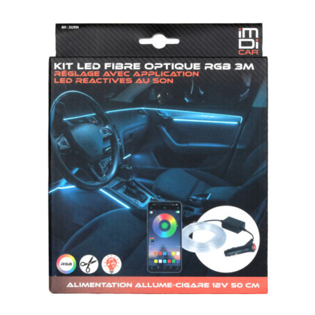Kit led fibre optique rgb 3m