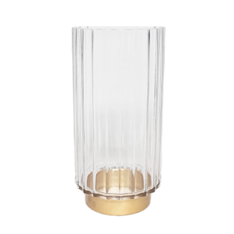 Vase verre base metal