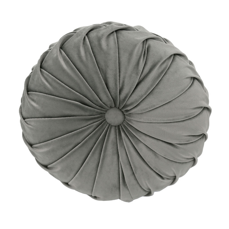 Coussin 30cm rond velours gris