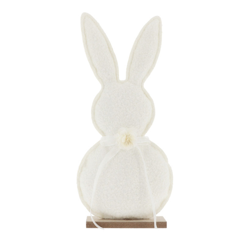 Lapin en tissue base bois h41cm