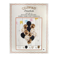 Kit de 12 ballons deco dore noir