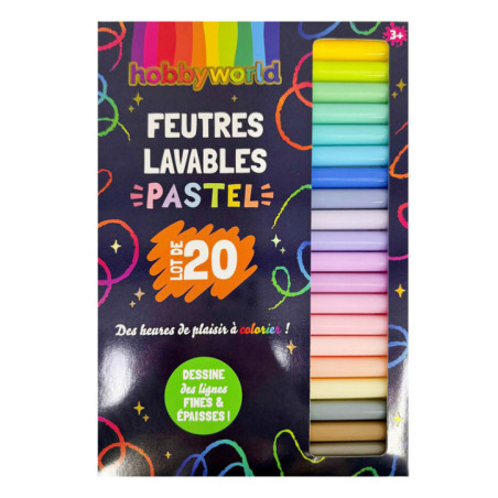 20 feutres lavables pastel