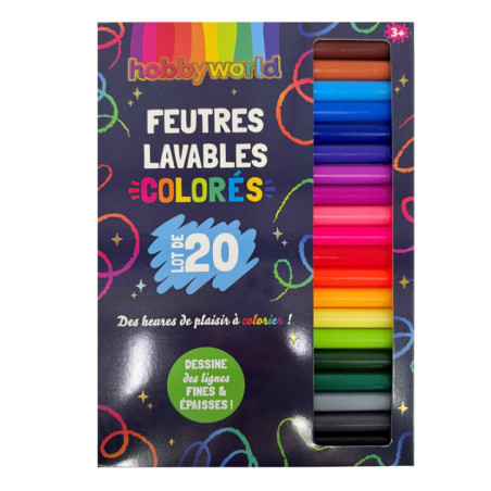 20 feutres lavables pastel
