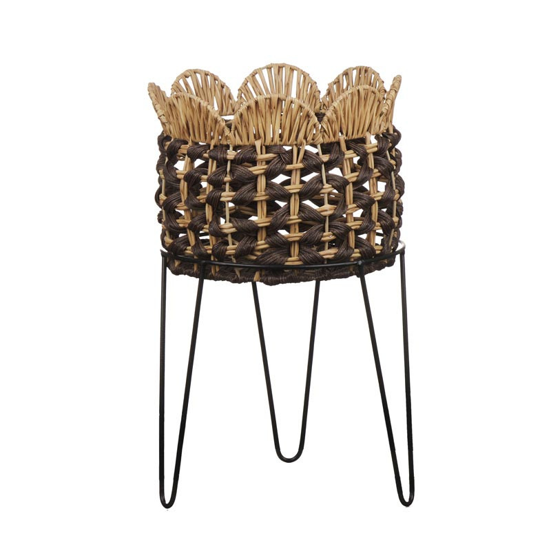 Cache pot osier sur pied h41.5cm