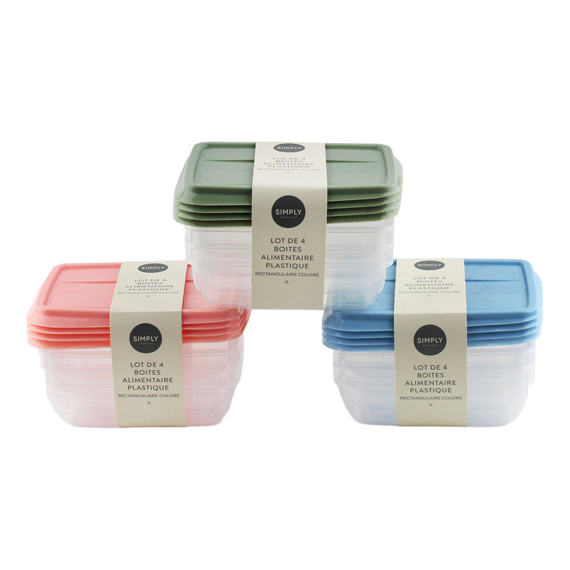 4 boites alimentaire colore 1l