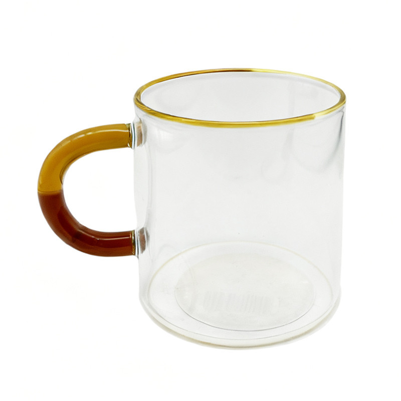 Tasse en verre et anse bicolore