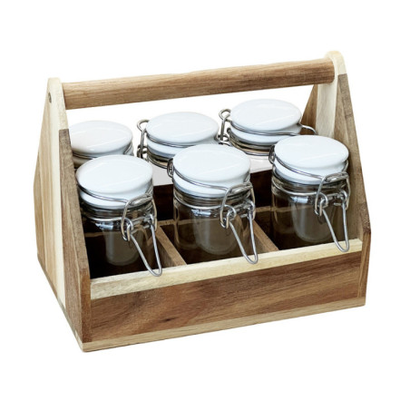 Lot de 6 bocaux a epices + rack