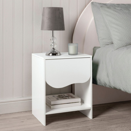 Chevet blanc tiroir vague