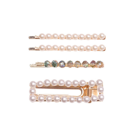 Barette cheveux perles et doree