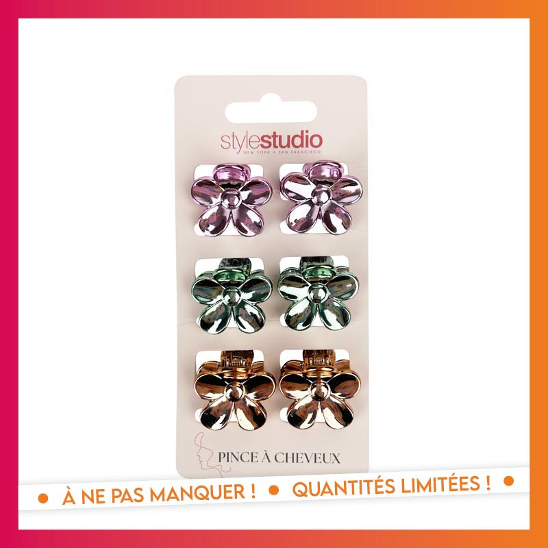 Set de mini pinces fleurs shiny