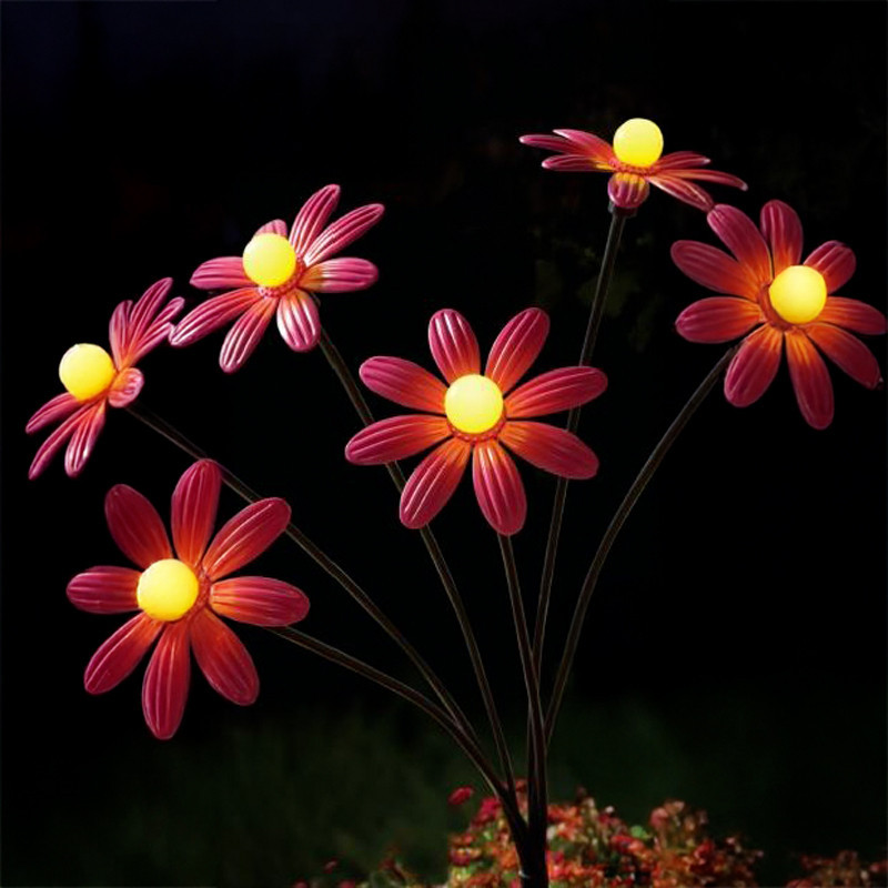 Piquet solaire 6 fleurs h75cm