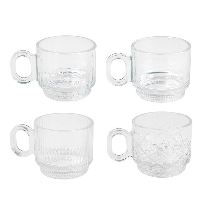 Lot de 4 tasses en verre motifs
