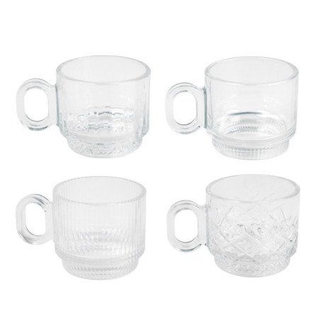 Lot de 4 tasses en verre motifs