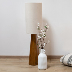 Grande lampe bois abat jour lin