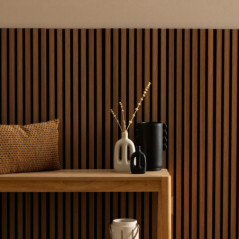 Panneau deco tasseaux bois fonce