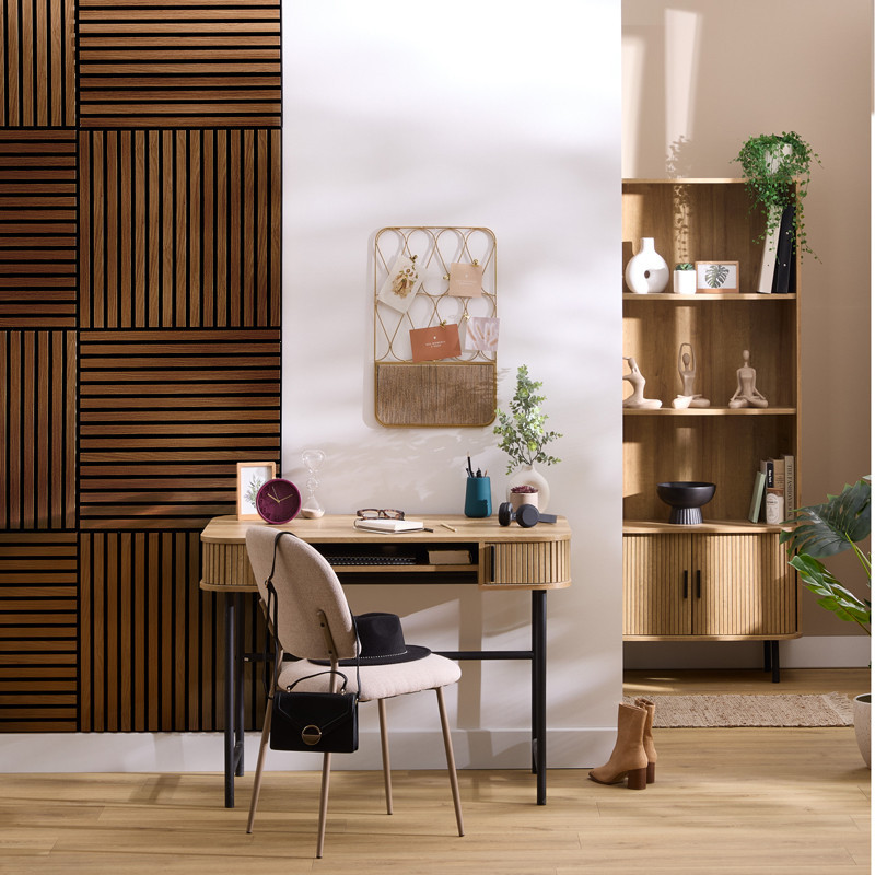 Panneau deco tasseaux bois fonce