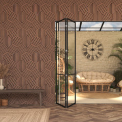 3 panneaux hexagone bois fonce