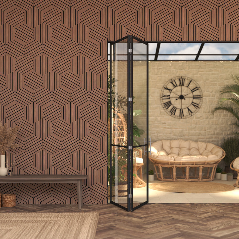 3 panneaux hexagone bois fonce