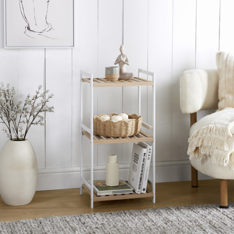 Etagere 3 niveaux bois / blanc