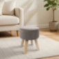 Tabouret velours  bois taupe