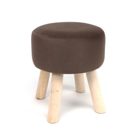 Tabouret velours bois marron