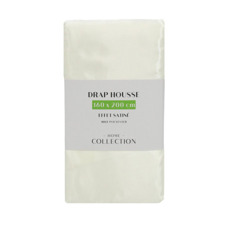 Drap housse satin ivoire
