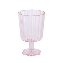 Verre a vin plastique fleur pink